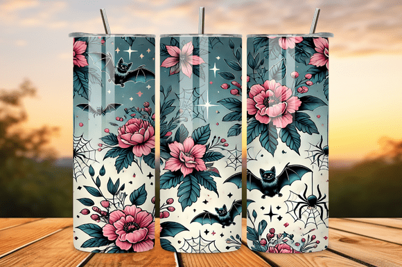 Download Cute Spooky Bats Pink Halloween Tumbler - Spooky Collection