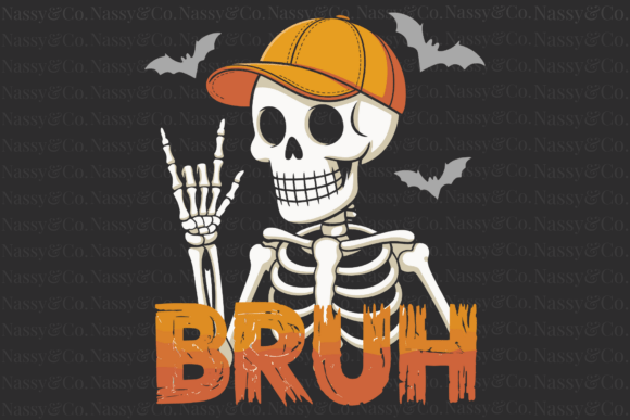 Download Skeleton Bruh Spooky Bats Halloween PNG - Spooky Collection