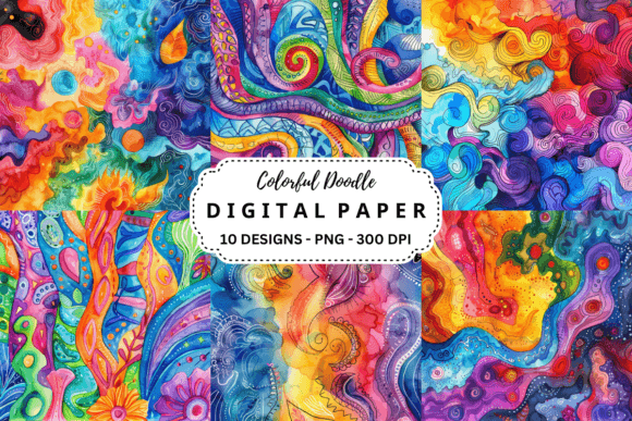Download Watercolor Colorful Doodle Background - Doodle background Collection