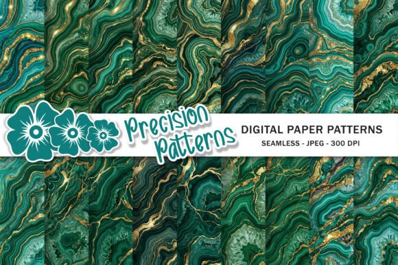 Download Emerald Gold Agate Digital Paper - Emerald Collection