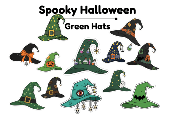 Download Green Spooky Halloween Hats Clipart Pack - Spooky Collection
