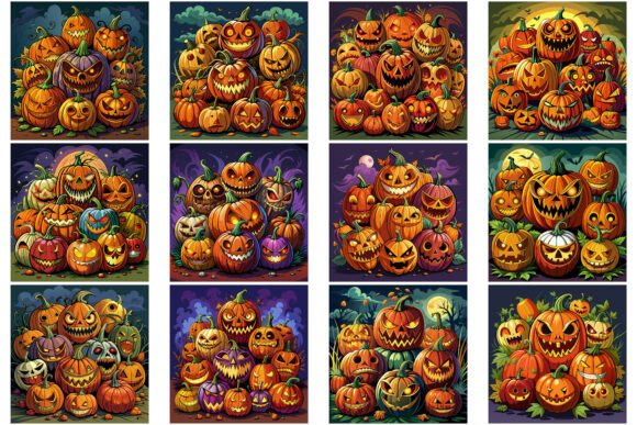 Download 12 Spooky Jack-o'-Lanterns Bundle - Spooky Collection