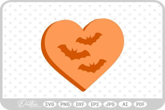 Download Spooky Bats Halloween Heart SVG PNG DXF - Spooky Collection